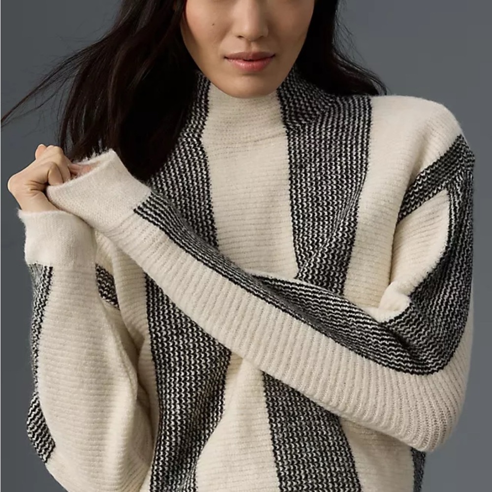 Anthropologie Striped Mockneck Sweater